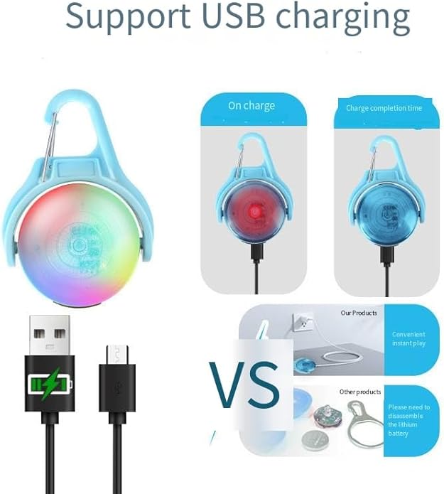 Dog collar light 270-degree rotation USB rechargeable collar light LED Color dog collar light IPX8 waterproof effect