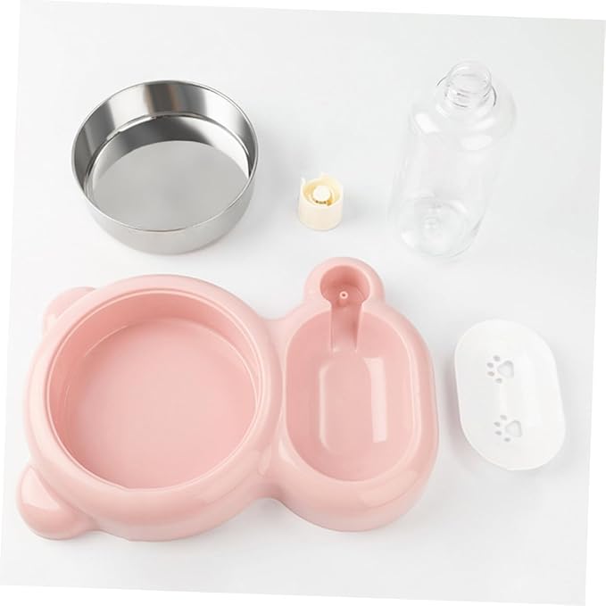 Yardwe Dual-use Pet Feeder Bowl Cat Dog Eating Bowl Stand Automatic Drinking Container Stainless Steel Material