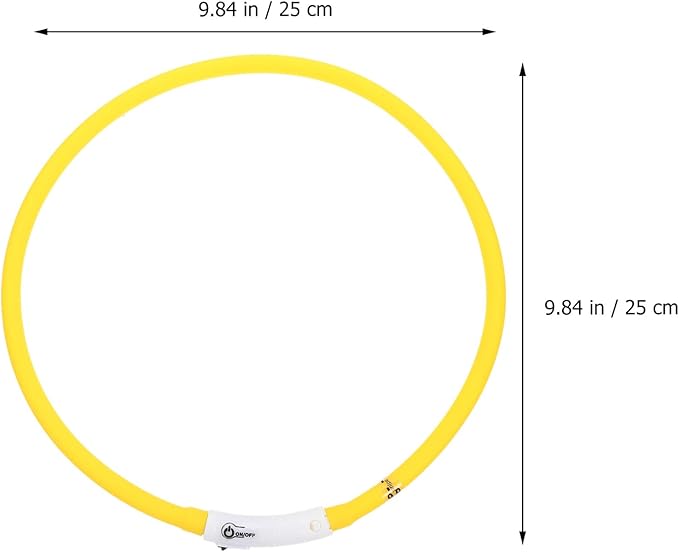 LED Rechargeable Silicone Pet Collar, Wear-Resistant Oval Dog Collar, Size L, Yellow, Adjustable Safety Neck Belt for Evening Outdoor Use