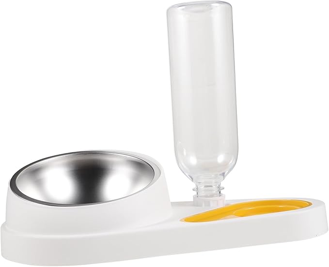 Automatic Pet Feeder and Water Bowl for Dogs and Cats Detachable Dog Bowl with Spill-Proof Design White Puppy Food for Home Use