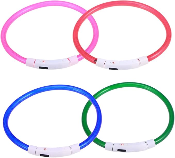 FRCOLOR 3pcs Led Glowing Dog Collar USB Rechargeable Pet Collar for Night Safety -Saving Flexible Shapes