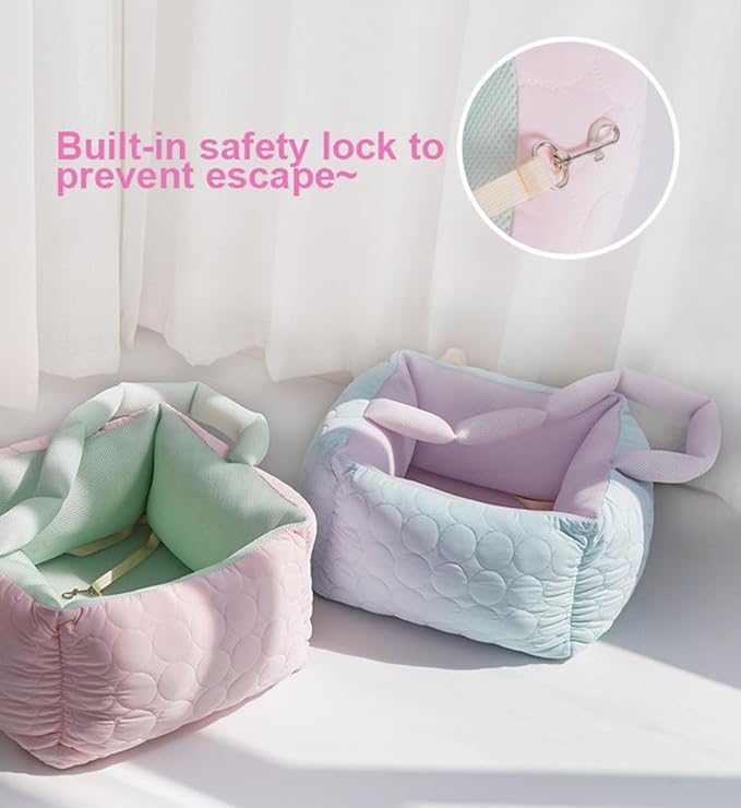 Small Dog Car Seat, Washable Padded Cushion,Secure and Comfortable Travel Basket with Harness,Sturdy Dog & Cat Booster Seat,A