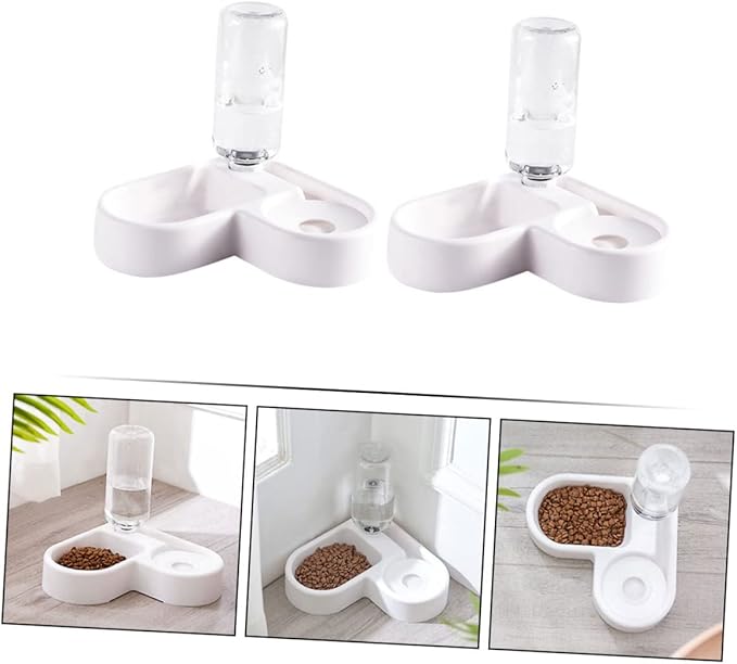 NOLITOY 2pcs Automatic Pet Drinking Bowl Dual Food and Water Feeder for Dogs and Cats Practical Design Non- Base for Pets