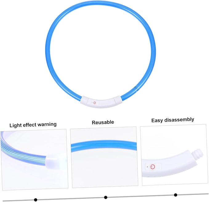 POPETPOP USB Rechargeable LED Pet Collar Luminous Dog Collar for Night Safety Stylish Glowing Design for Outdoor Use for Parties and Festivals