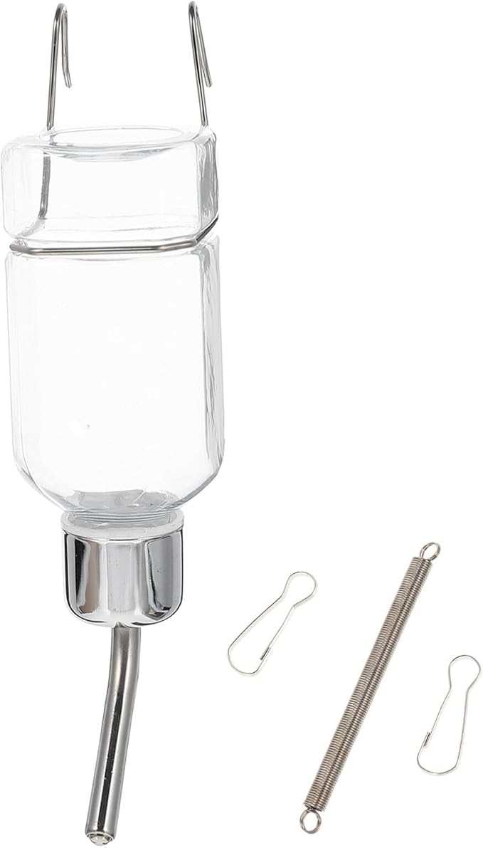 Automatic Pet Hanging Water Feeder with Leakproof Ball Nipple Transparent Small Water Dispenser for Dogs Rabbits Cats Cage Accessories Stable Hook Design for No Spill and Easy Use