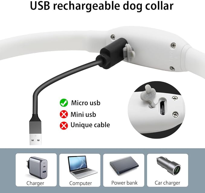 BSEEN Light Up Dog Collar for Small Dogs, Silicone LED Cat Collar Rechargeable Glowing Puppy Collar Dog Lights for Night Walking (Green-XS(40cm))