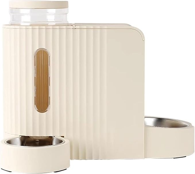 Pet Feeder Automatic 2-in-1 Pet Feeder Drinker and Feeder All-in-One 3L Worry-Free for Short Trips Suitable for Dogs Cats Rabbits Pets Supplies(Beige)