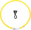 Cabilock LED Rechargeable Luminous Pet Collar, Wear-Resistant Silicone Dog Neck Belt, Oval Shape Large Size Yellow for Night Safety and Anti-Lost Use