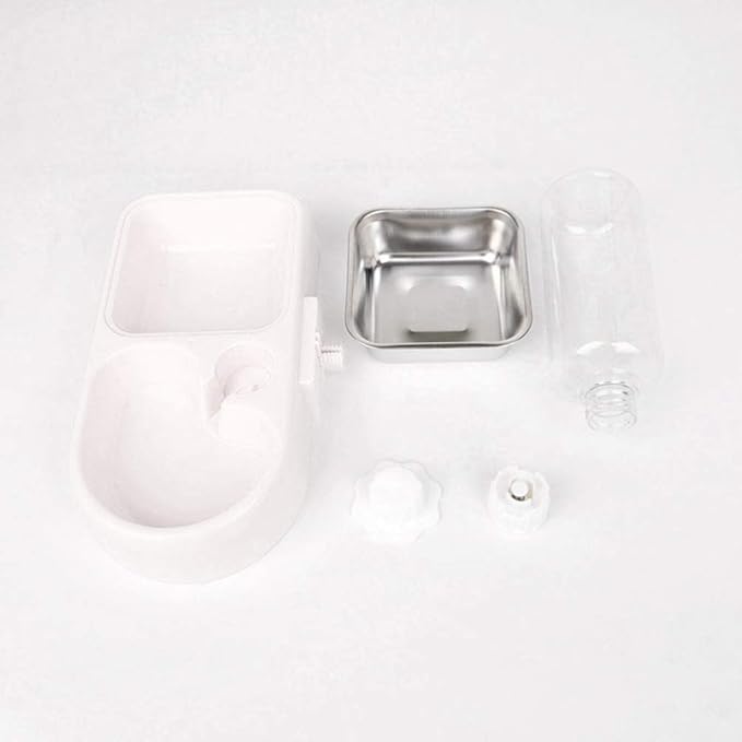 Double Pet Water Feeder Automatic Drinking Bowl for Cats and Dogs Creative Water Dispenser Smooth Design for Home and Pet Shops White