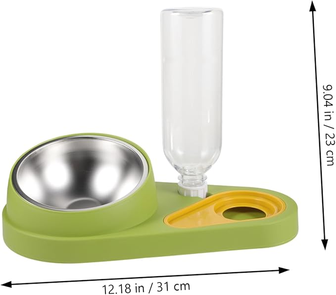 Mikikit Automatic Pet Food and Water Dispenser Compact Dog Feeder Non-Skid Base Bite-Resistant Material for Cats and Dogs Easy Use Pet Feeding Bowl Green