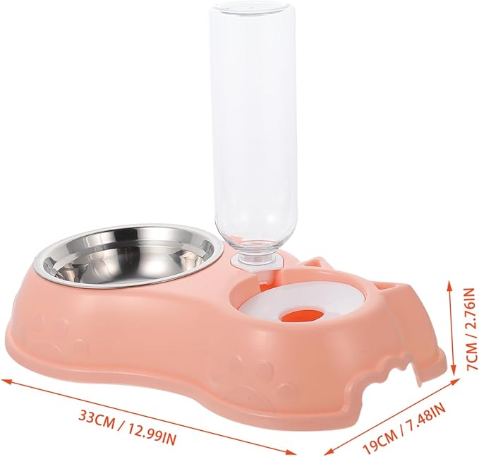 1set Automatic Pet Feeder and Water Dispenser for Dogs and Cats Dual Bowl Design Non- Base Convenient and Easy to Pet Feeding