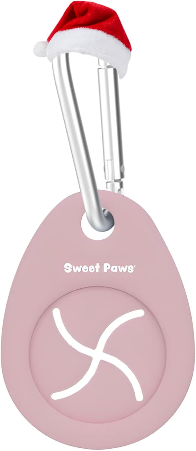 Dog Poop Bag Holder Charm for Hands-Free Carry of Used Poop Bag, Durable Eco-Friendly Silicone Dog Walking Accessory with Carabiner Clip-Blush Pink