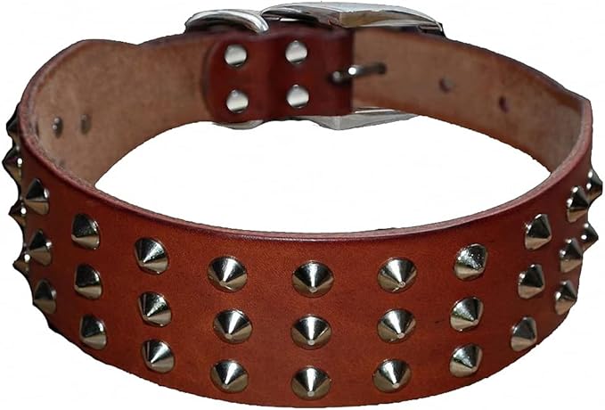 Pug Dog Collar Leather Adjustable Spikes Pet Collar for Small Medium Large Dogs Black Brown Bull Dog coleira
