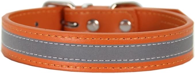 Anti lost Leather Luminous Collar Pet Collar Reflective Belt Pet Accessories 2pcs orange XS 1.5cm*30cm Neck 19cm 27cm