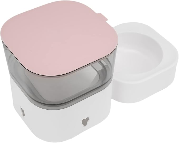 Pet Water Dispenser Automatic Self Dispensing Dog Food and Water Dispenser Station for Medium Small Dag Cats (Feeder (Pink))