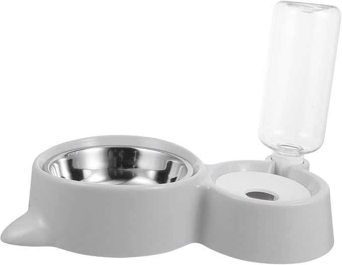 Automatic Pet Feeder Bowl with Water Dispenser for Dogs and Cats Portable Lightweight and Spill Design with Water Tank Divider to Keep Water and Fresh