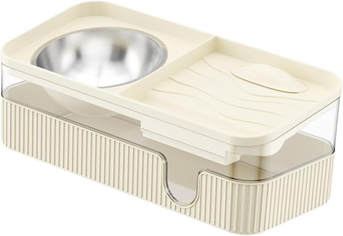 Cats Dog Water and Food Feeder,Pet Supplies,Pet Water Dispenser, Pet Automatic Feeder,Pet Watering Dispenser Puppy, Cream