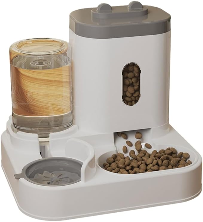 REDYY Feeder Bowl,Pet Automatic Waterer Cats Feeder Food Container Bowl Automatic Water Fountain 2 in 1 Pet Large Dog Water Feeder