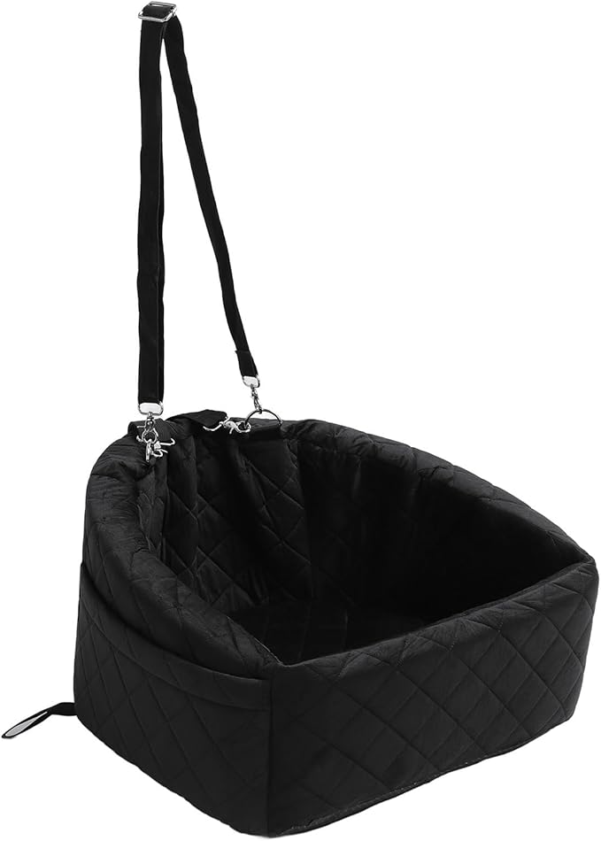 Car Dog Seat for Small Dogs, Extra Stable with Safety Seat Belt, for Back and Front Seat, Black