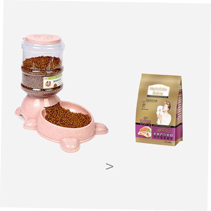 SUPVOX 1pc Automatic Pet Food Dispenser Refillable Food Holder for Dogs and Cats Non-Skid Base Easy to Clean Adorable Pink for Home Shop Use