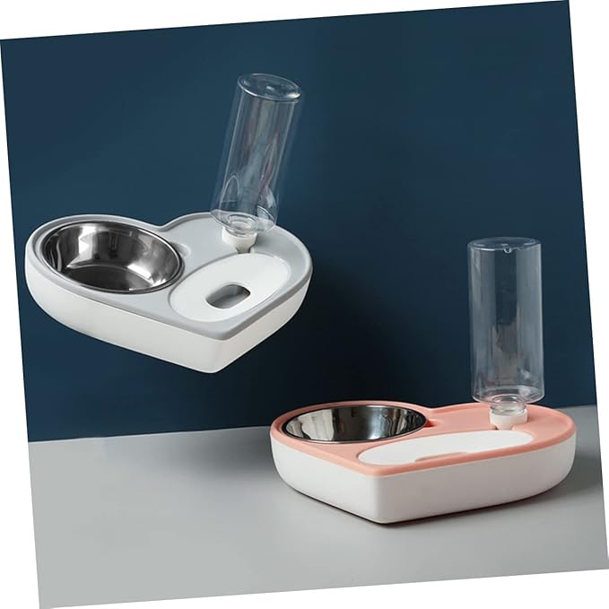 Yardwe Dog Automatic Water Bowl Pet Water Feeder Heart Shape Bowl Material Non-Slip Stand