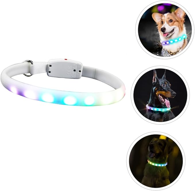 HEMOTON LED Dog Collar Luminous Glowing Pet Collar USB Rechargeable Waterproof Night Safety