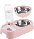 Pet Double Bowl with Automatic Water Feeder Smooth Safe and Stylish Feeding for Cats and Dogs Pink Convenient Food and Water Bowl for Home Decor