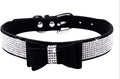 Rhinestone Dog Collar, Cute Dazzling Sparkling Soft Suede Leather Dog Cat Rhinestone Collar Crystal Diamond Pet Dog Puppy Collar (S, Black-1)
