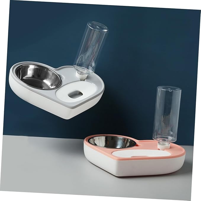 BESPORTBLE Unique Heart Design Pet Water Feeder Bowl Dog Cat Automatic Water Dispenser Pet Drinking Supplies Grey