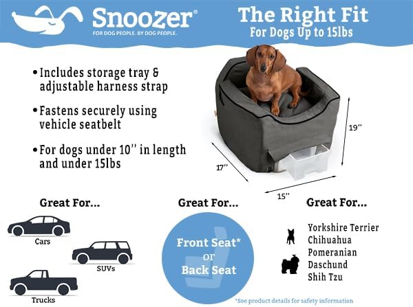 Snoozer Small Luxury Lookout Ii Pet Car Seat, Black/Herringbone Microsuede