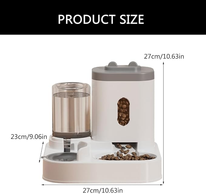 REDYY Feeder Bowl,Pet Automatic Waterer Cats Feeder Food Container Bowl Automatic Water Fountain 2 in 1 Pet Large Dog Water Feeder