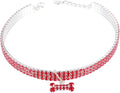 BESPORTBLE Rhinestone Pet Dog Collar Adjustable Buckle Red Crystal Dog Necklace Medium Size Luxury Pet Supplies