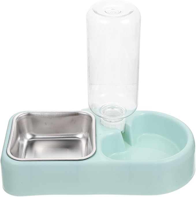 YARNOW Automatic Refill Hanging Dog Water Dispenser and Detachable Pet Feeding Bowl Set, Anti-Fall Cage Feeder for Puppies and Cats, Blue Plastic Raised Water and Food Bowl for Kennel Use