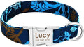 Personalized Dog Collar Nylon Print Dog Collars Customized Puppy Pet Collar Engraved Name ID for Small Medium Large Big Dogs Pug 011 Blue M