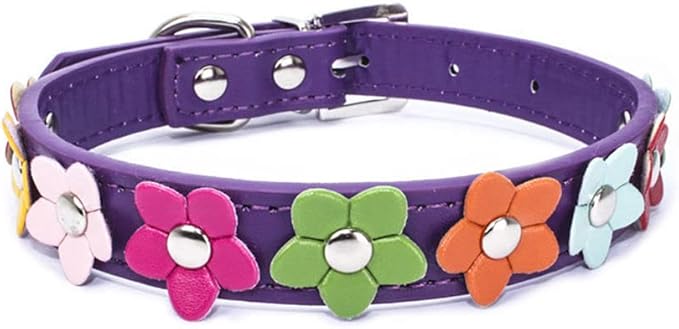 Mini Colorful Flower Puppy Dog Collar Girl Cat Collars Purple L