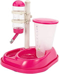 Pet Water Bottle Feeding Bowl Dog Automatic Feeder Food Water Dispenser for Dogs and Cats (Rose Red)