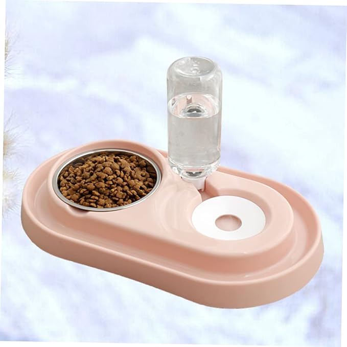 Automatic Pet Water Feeder with Stainless Steel Bowl Dual Use Dog and Cat Drinking Basin Siphon Water Replenishing Design Durable Material Pink Color