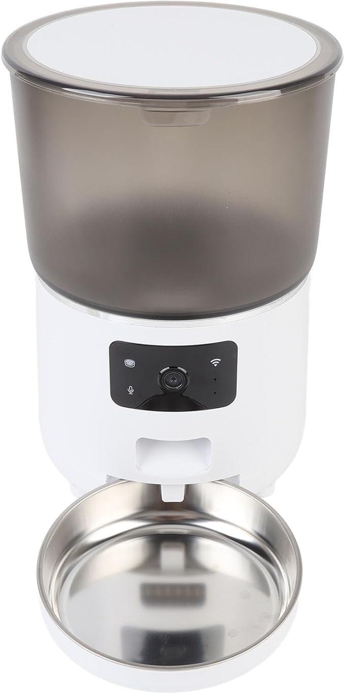 Automatic Cat Feeder, 4L Large Capacity USB Wireless Timed Automatic Pet Food Dispenser, Timed Pet Feeder with APP for Cats Dogs (White)