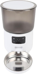 Automatic Cat Feeder, 4L Large Capacity USB Wireless Timed Automatic Pet Food Dispenser, Timed Pet Feeder with APP for Cats Dogs (White)