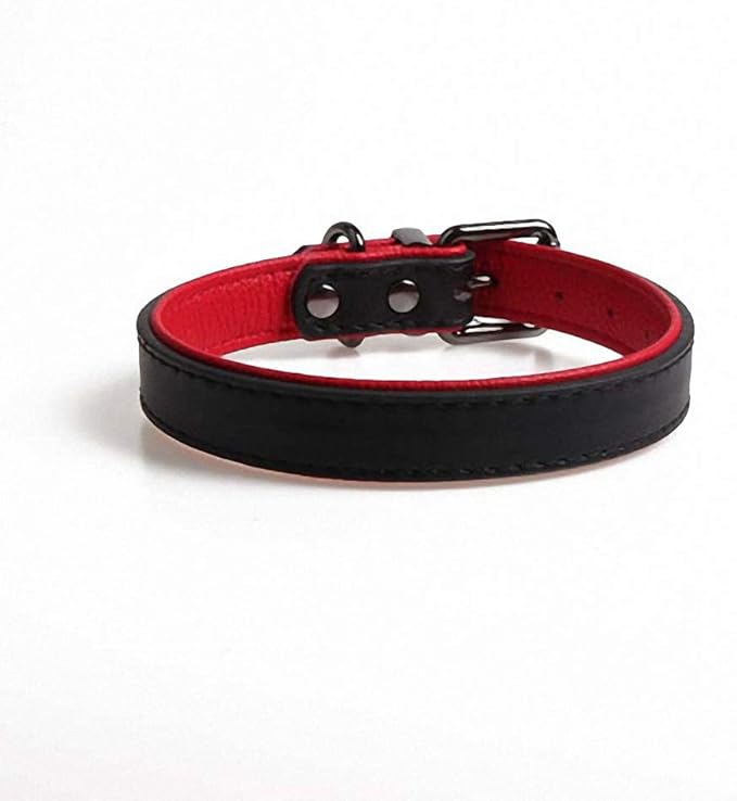 Dog Collar Necklace Leather Durable Collar Double Layer Double Color Puppy Pet Cat Collars Black S