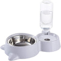 Baluue Pet Dual Water Food Feeder for Cats and Dogs Automatic Drinking Bowl Smooth Convenient Grey Color for Home Decor