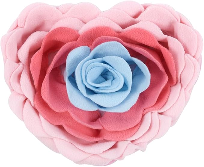 Heart-Shaped Rose Snuffle Mat for Dogs and Cats, Washable Pet Nose Work Mat, Interactive Feeding Mat to Relieve Boredom and Stress (V12)