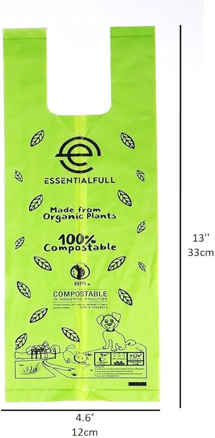 Compostable Dog Poop Bags with Handles 180 Count 12 Rolls Leak Proof and Strong Pet Waste Bags for Cats and Dogs
