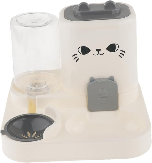 2 in 1 Automatic Pet Feeder and Water Dispenser with 1800ml Food Capacity, 800ml Water Container for Cats and Small Dogs, Travel Feeding Station- Gray