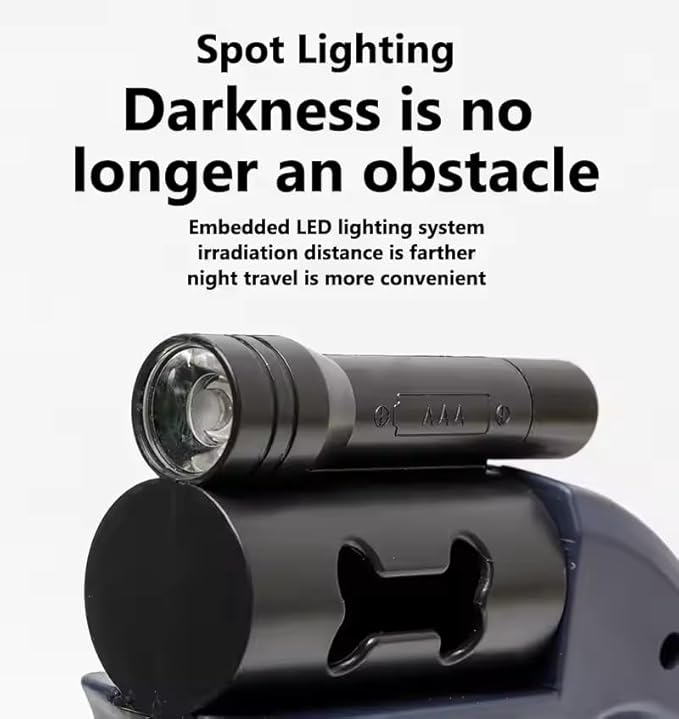 Dual Dog Retractable Leash with Flashlight & Poop Bag Holder, 360° Rotating Double Pet Leash for Small to Large Dogs – Hands-Free Dog Walking Accessory (C)