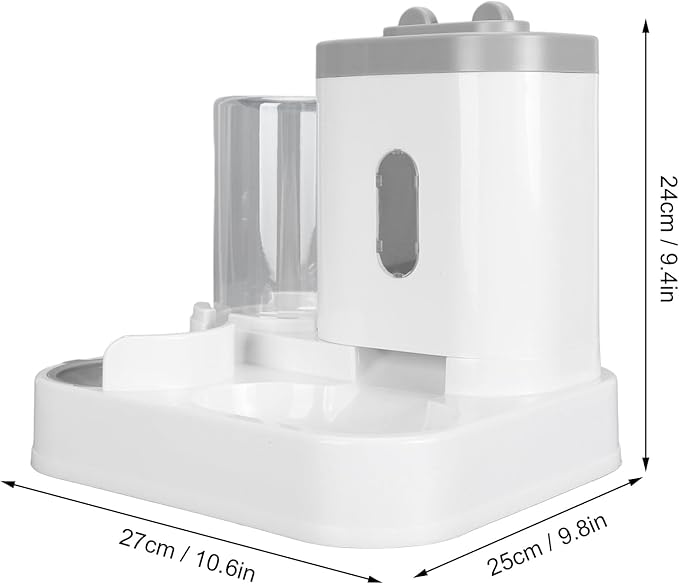 Automatic Cat Feeder and Water Dispenser Set, Pet Food Water Dispenser, Automatic Dog Feeder and Dog Water Dispenser, 2 in 1 Large Capacity Detachable Automatic Cat Waterer Feeder for Dog Puppy (Grey)