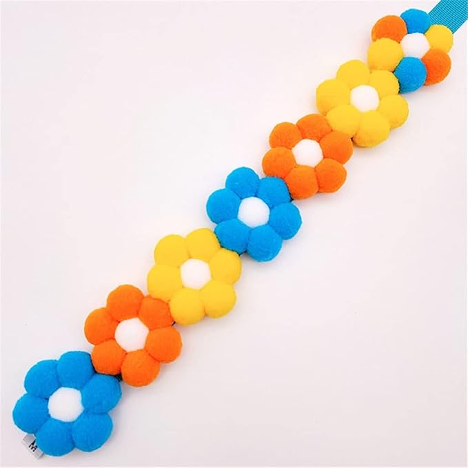 Smiling Cheese Fashion Soft Pet Dog Cats Flower Necklace Decoration Collar for Dogs Cats Puppy Kitty Decoration (Yellow Orange Blue X)