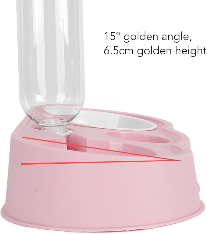 Pet Water and Food Bowl Set, Stable Prevent Slip Double Pet Bowls with Automatic Water Dispenser Bottle, Double Dog Cat Bowls Pet Feeding Bowls for Cats Small Dogs(Pink)