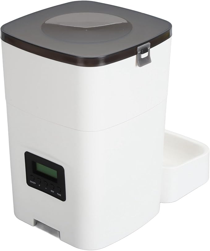 Automatic Pet Feeder Smart Food Delivery Remote Control Large Capacity Cat Dog Feeder Home (White)