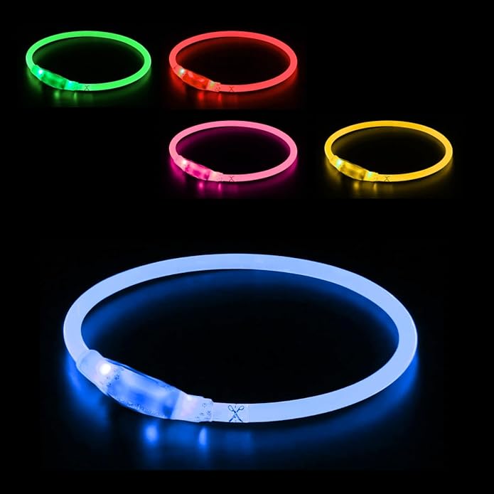 Dog Collar Light, Adjustable & USB Rechargeable, Water resistant, 3 light modes. Keep your Dog visible & safe at night, during walks. Suitable for all Pets, even people